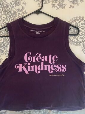 Spiritual Gangster Purple Cropped Tank with Pink 'Create Kindness' Graphic